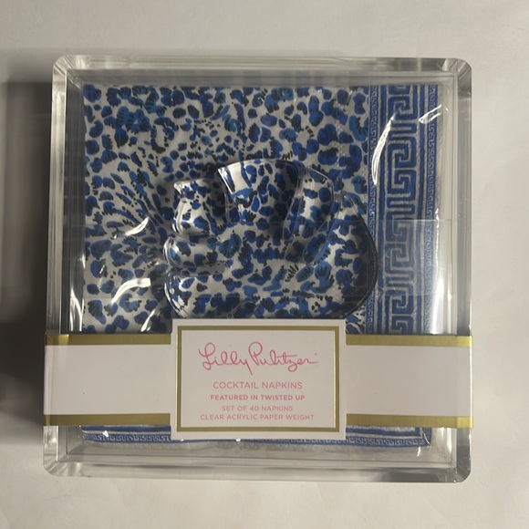 NWT/NIP Lilly Pulitzer Cocktail Napkin Holder Set - Resort White Twisted Up - Picture 4 of 8